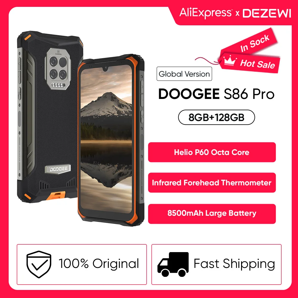 

DOOGEE S86 Pro Global Version 8500mAh Super Battery 8GB 128GB ROM Infrared Forehead Thermometer Smartphone Helio P60 Octa Core