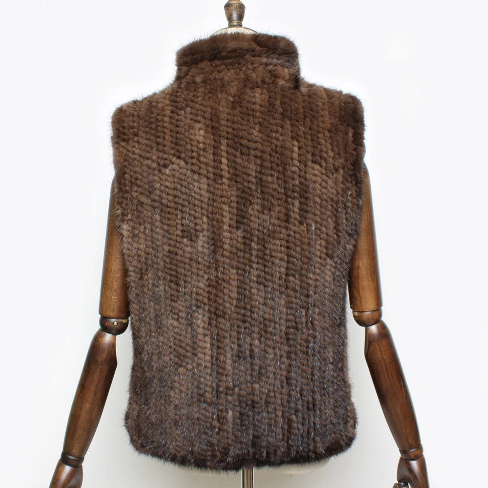 Модный вязаный жилет из натурального меха норки женский 100% куртка без рукавов