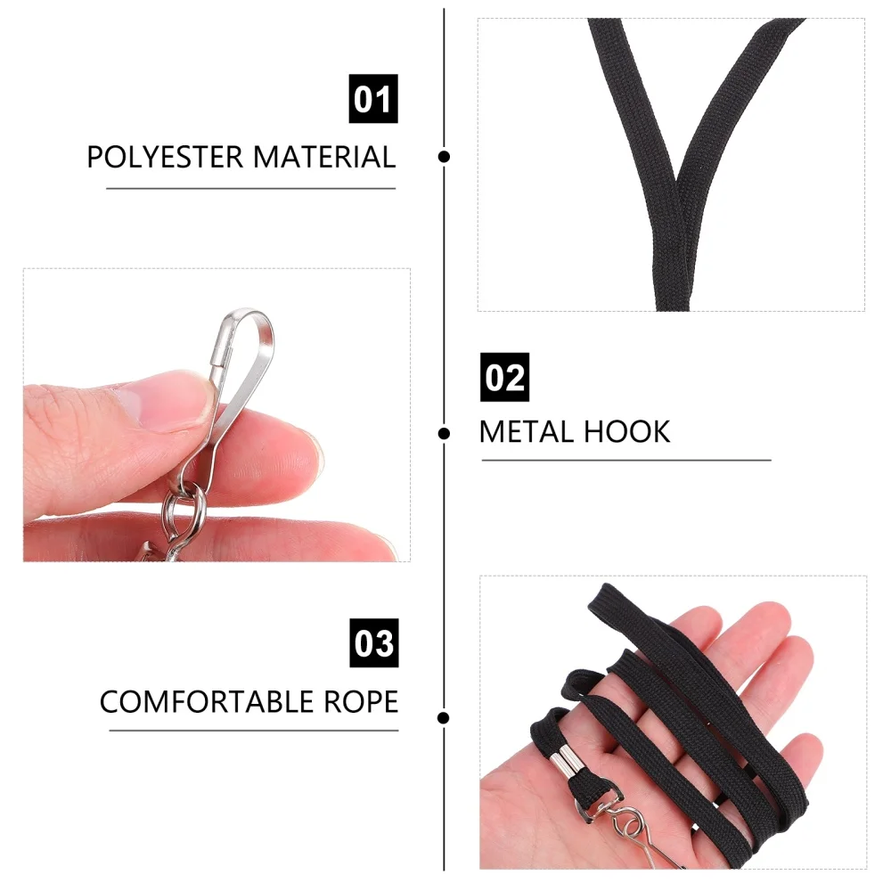 

50Pcs Black Color Lanyards School Cards Work Cards Holder Strap Lanyards