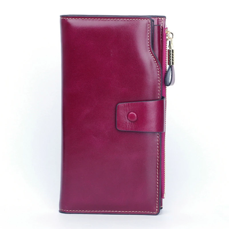 Luxury RFID blocking Women Wallets Genuine Leather Long Zipper Clutch Purse Large Capacity Card Holder Wallet