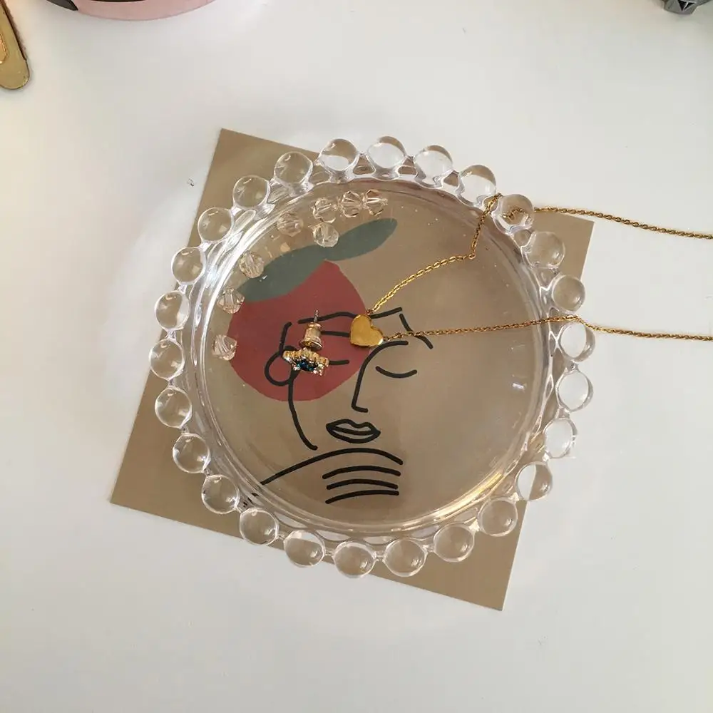 Круглый стеклянный поднос с бусинами в европейском стиле серьги ожерелья кольца