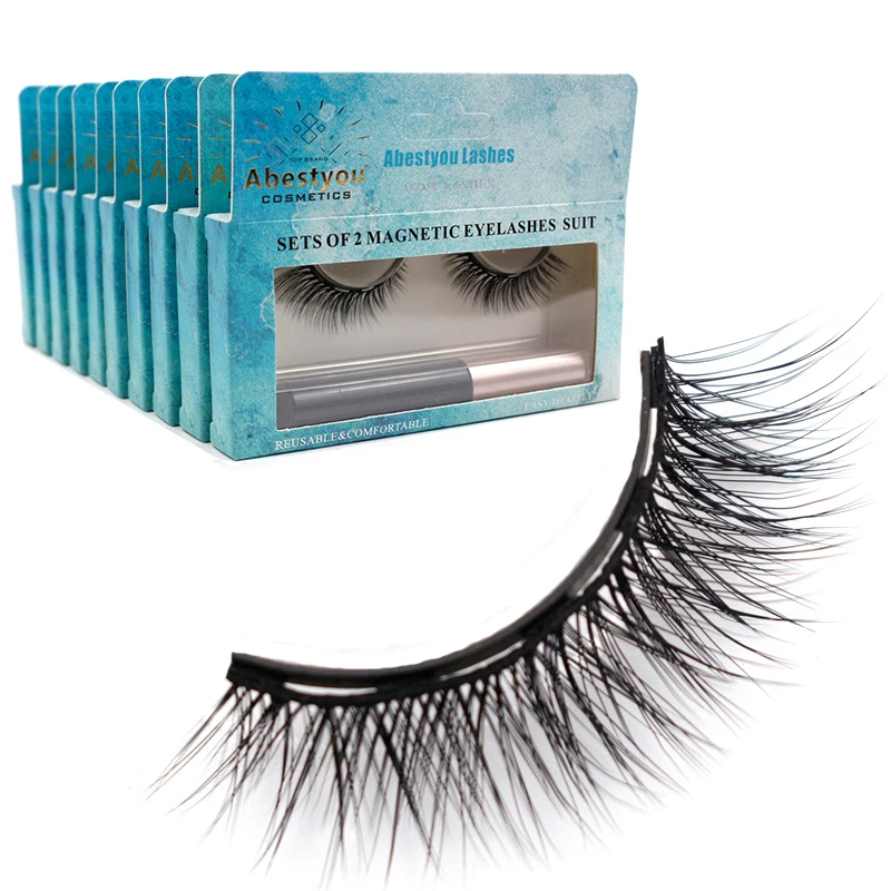 

Abestyou 1pairs 5magnets 3D Mink Eyelashes Makeup Magnetic Lashes Eyeliner Set Natural False Lashes