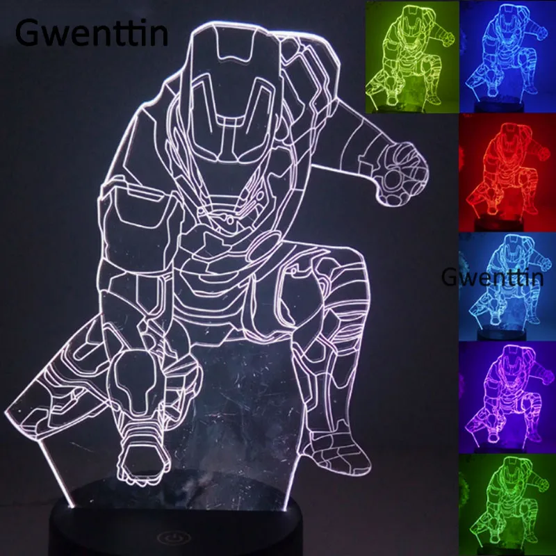 C 3D Led Иллюзия ночные светильники Супермен Человек-паук USB мультяшный стол лампа сенсорный 7 цветов Изменение детей подарок световые светильники - Испускаемый цвет: C