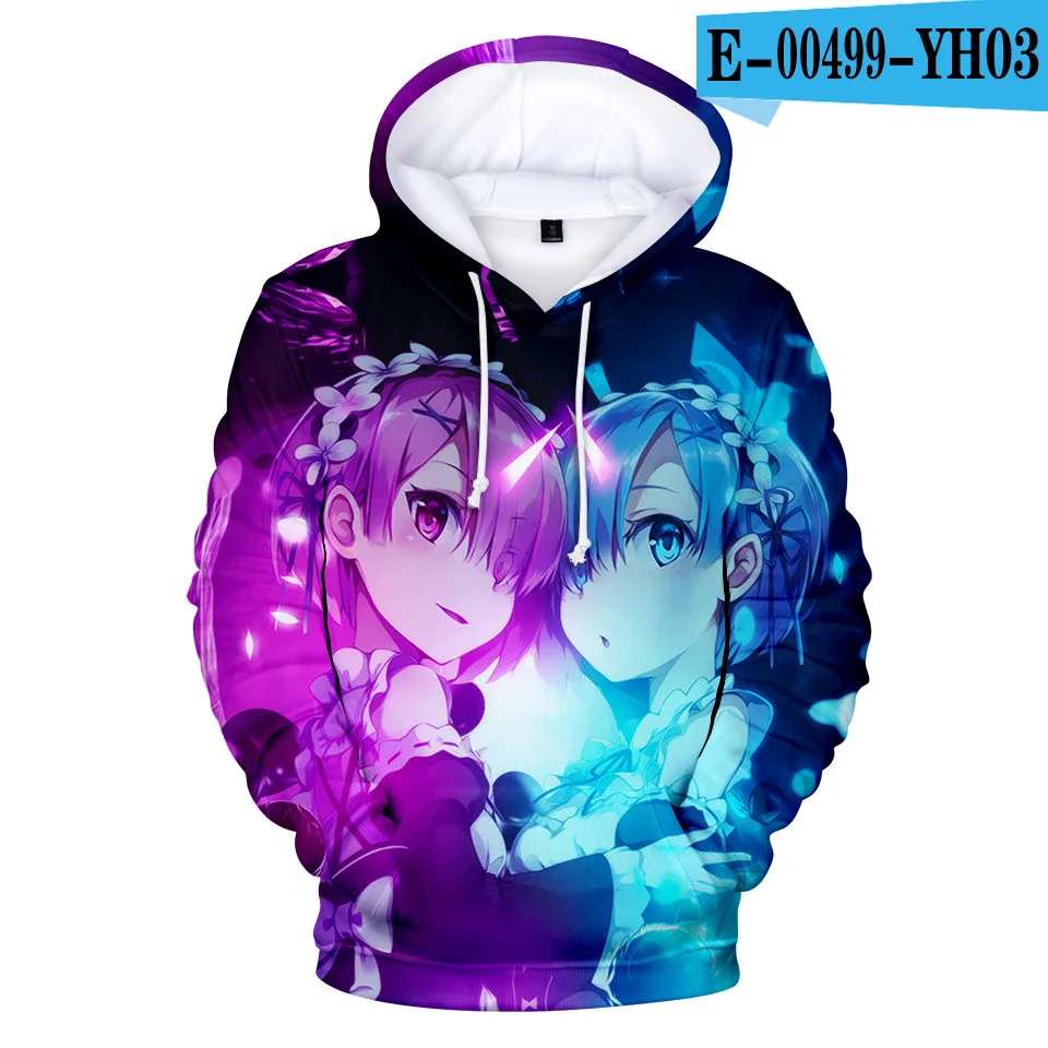 A Natsuki Subaru Толстовка Re ZERO пусковая Аниме толстовки Rem Ram для женщин/мужчин Emilia пары Косплей куртка свитер Одежда - Цвет: A