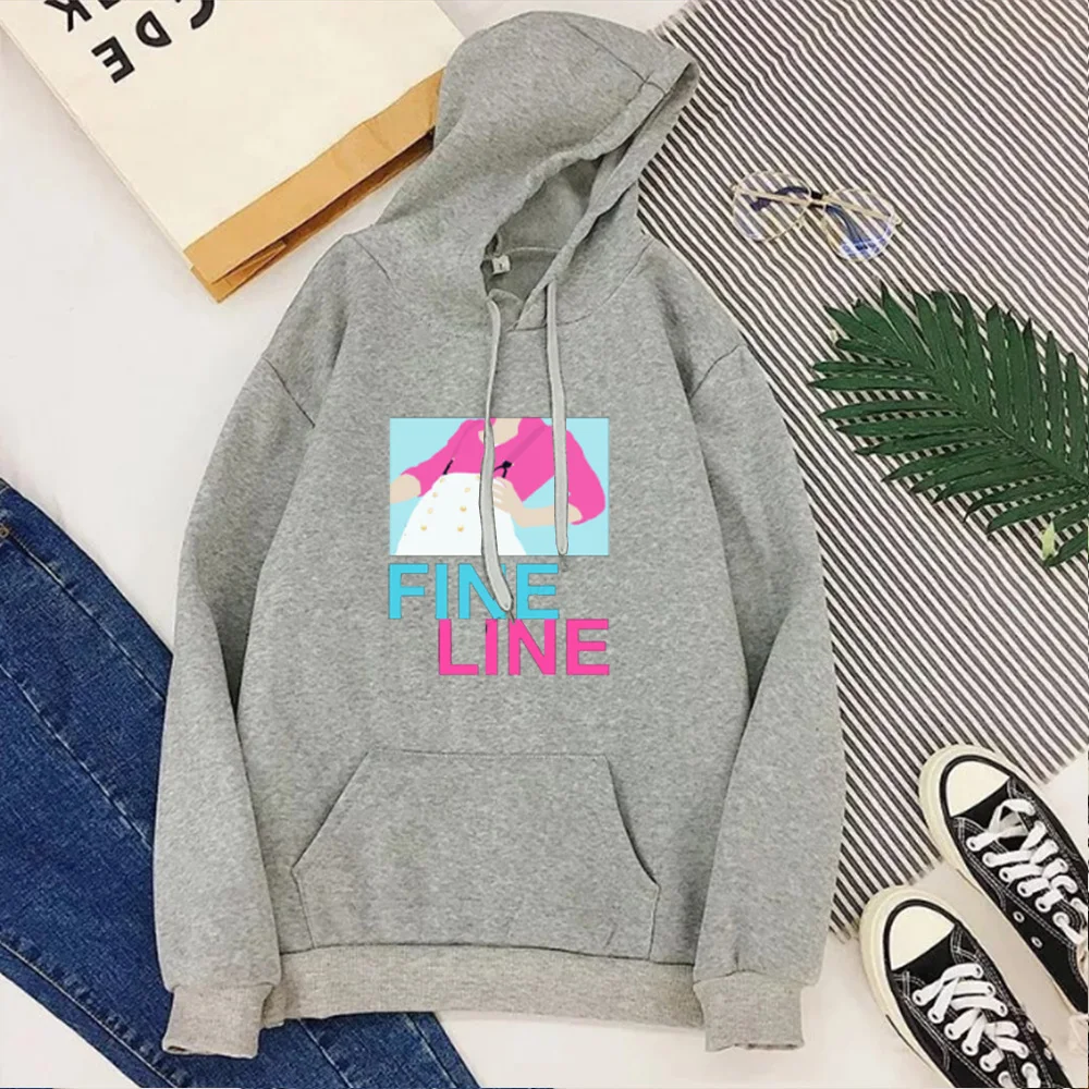 Женская винтажная Толстовка в стиле Харадзюку худи с тонкой линией свитшот