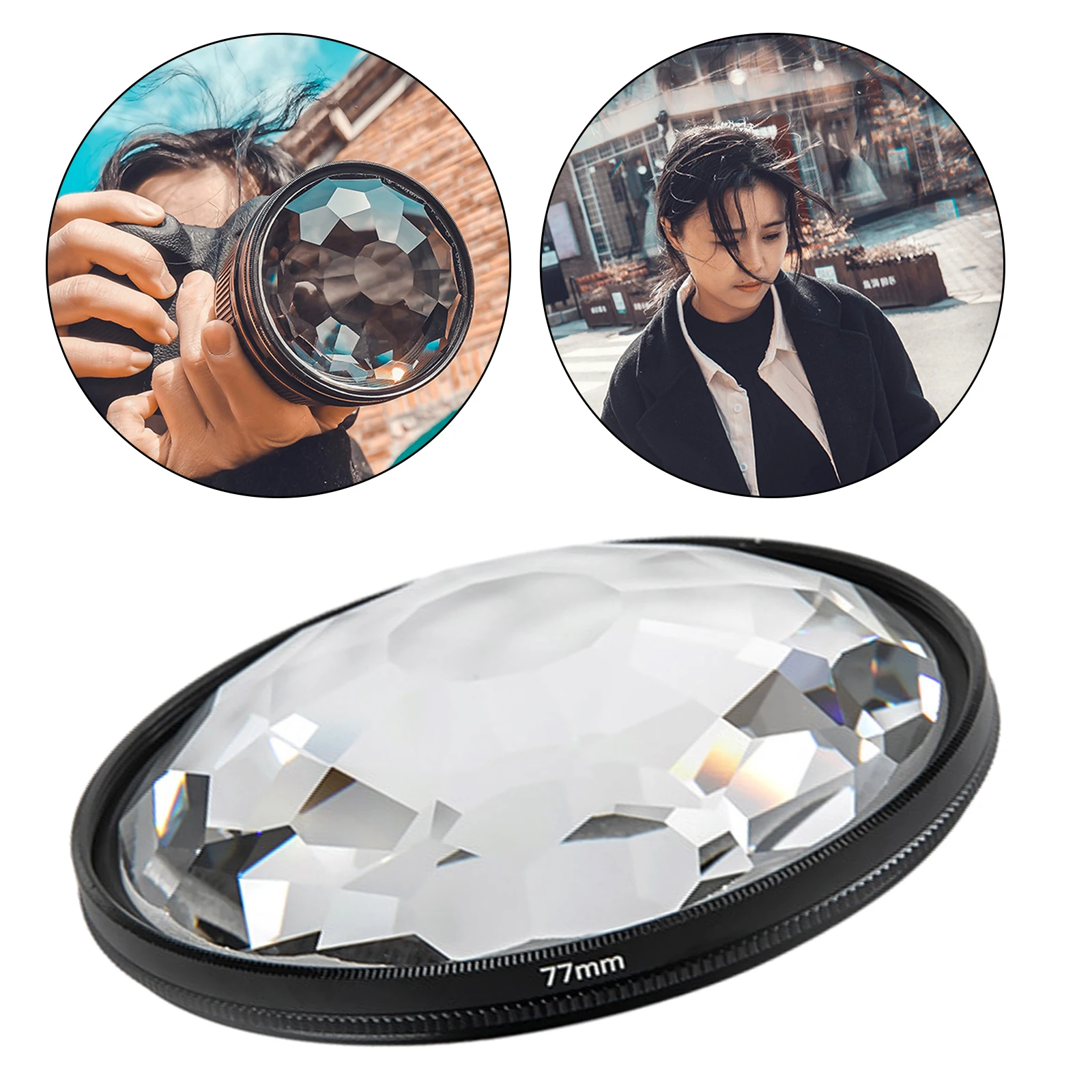 

Kaleidoscope Glass Prism, 77mm Camera Effect Filter Variable Number of Subjects SLR Camera Photography Accessories