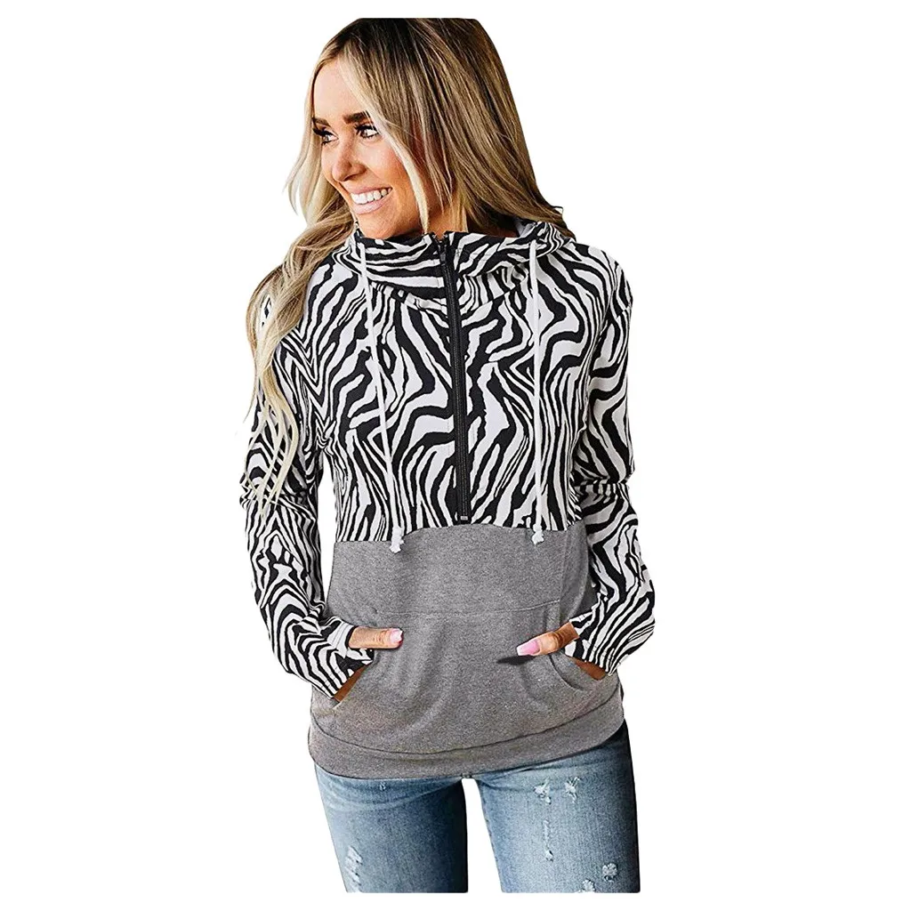 Худи женское в полоску на молнии с длинным рукавом | Женская одежда