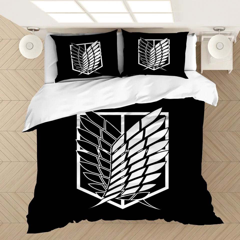 

Anime Attack On Titan Wings of Liberty Duvet Cover Printed Bedding Set Pillowcases Bedclothes Bed Linen For Boys Teens De Home