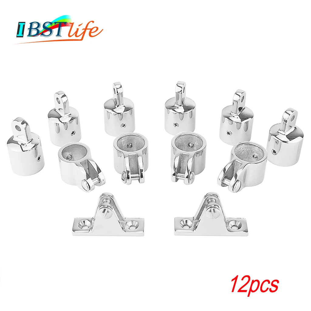 

12 PCS Universal 3-Bow Bimini Top Stainless Steel 316 Marine Hardware Set Deck Hinge Jaw Slide Eye End Fitting Boat Accessories