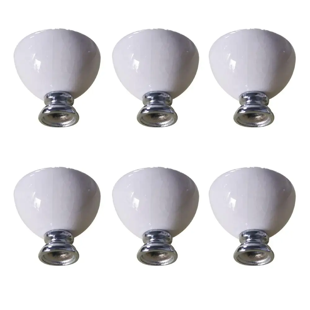 

6pcs / 8pcs /10pcs Single Hole Ceramic Zinc Alloy Small Handle Door Knob Furniture Handle Drawer Cupboard Pull Handle - White
