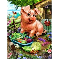 5d diy diamond painting kits cute garden pig full round with ab drill living room bedroom masonry stickers pastoral art gift