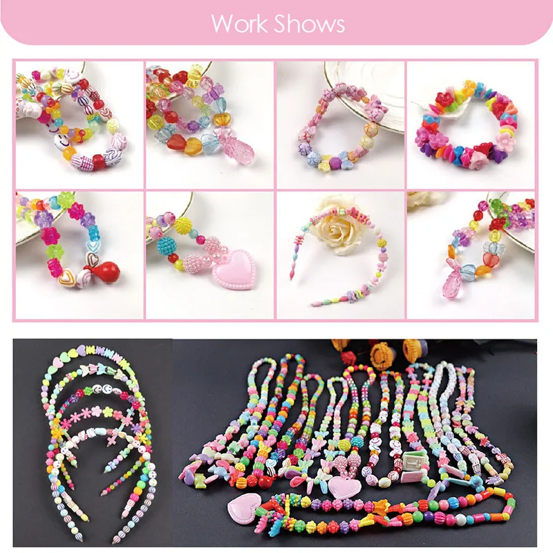 

Children DIY Manual Beads Toys Colorful Jewelry Making Necklace Bracelet Handmade Beads Craft Toys for Kids Girls Birthday Gifts