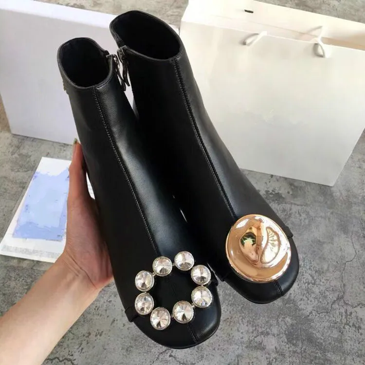 Martins/ботинки на Высоком толстом каблуке aлмазный квадратная пряжка короткие