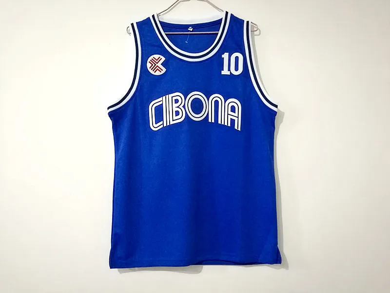 

#10 DRAZEN PETROVIC Cibona Хорватия basktball Джерси синяя мужская вышивка