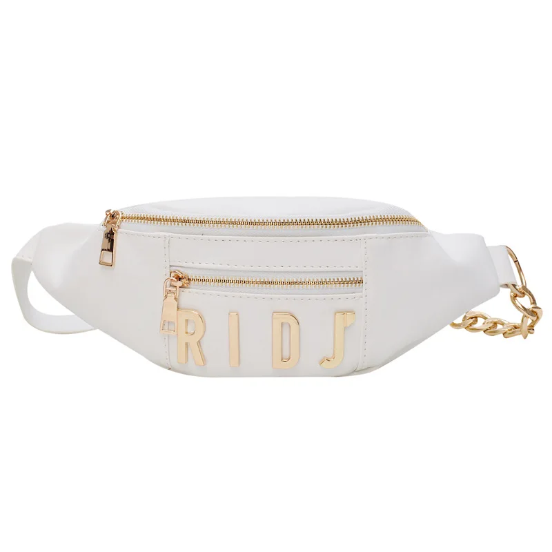 white Waist pack Женские поясные сумки, модные Поясные Сумки из искусственной кожи с буквенным принтом, водонепроницаемая поясная сумка, Женская поясная сумка, нагрудная сумка, банановые сумки, маленький карман - Цвет: white Waist pack