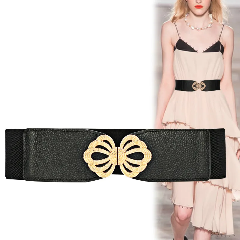 H3285 Women Wide Waist Belt Elastic Fashion Cowhide Lady Waist Seal Accessories Simple All-match Elegant High Quality Waistband