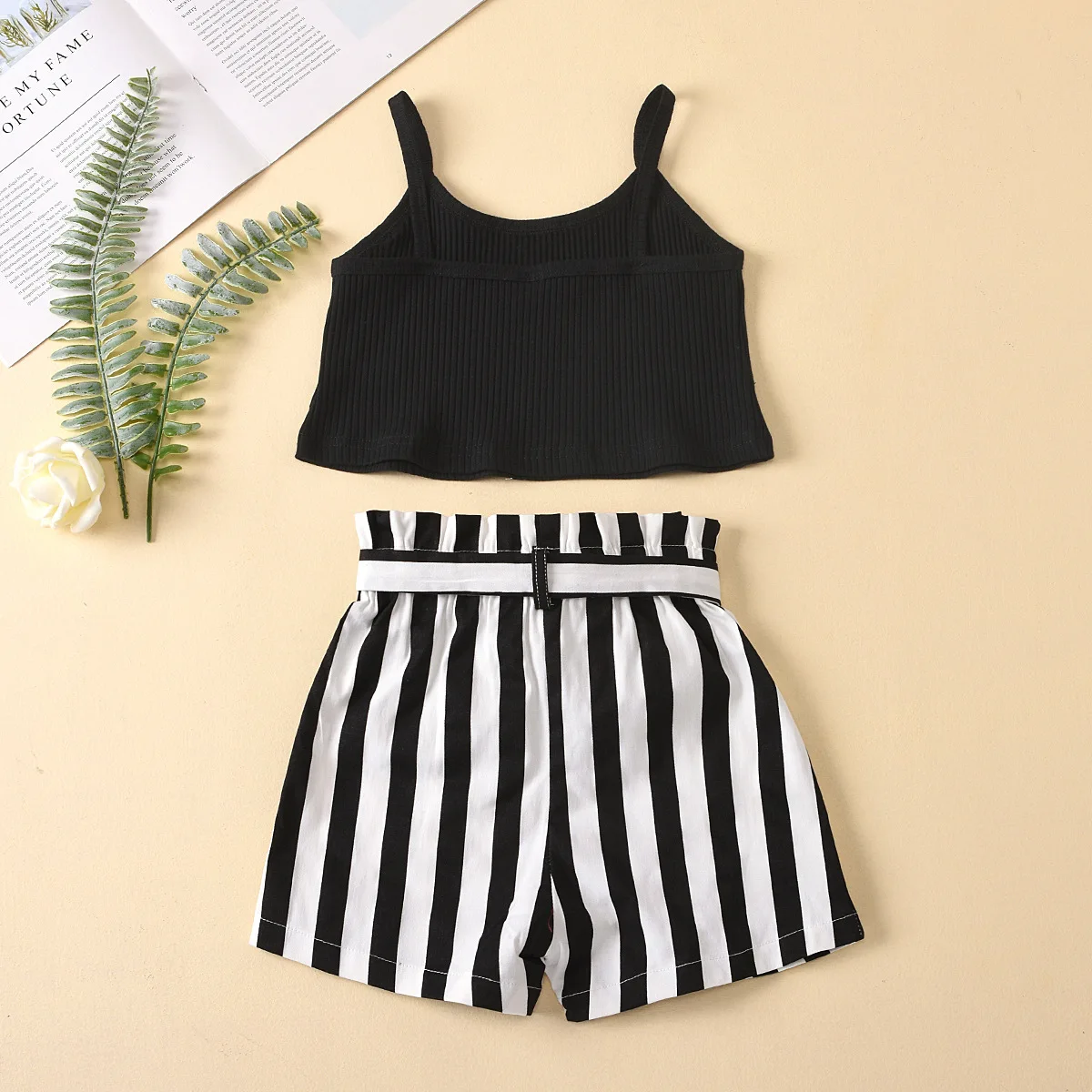 

Fashion Girls Summer Toddler 2Pcs Outfits Kids Casual Vacation Suit Vest Top With Short Pants
