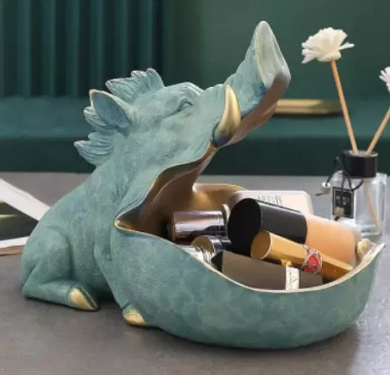 

Resin Wild Pig Statue Sculpture Home Decoration Accessories Desk Storage Box Figurine Miniature Room Desktop Decor Gift