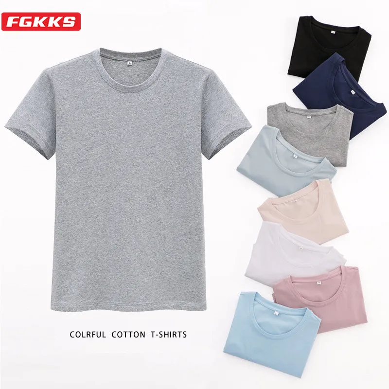 Мужская футболка FGKKS однотонная Базовая с коротким рукавом и круглым