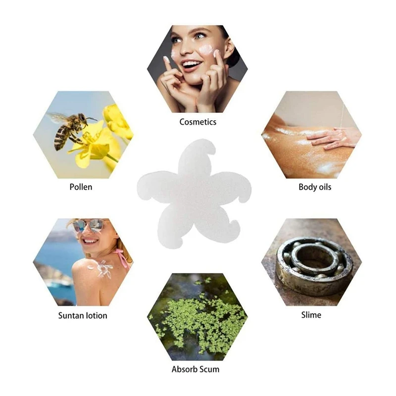 

24 Pieces Oil Absorbing Sponge Grime Scum Sponge Star Shape Scum Remover for Spa,Hot Tub,Pool,White (Star-Shaped)