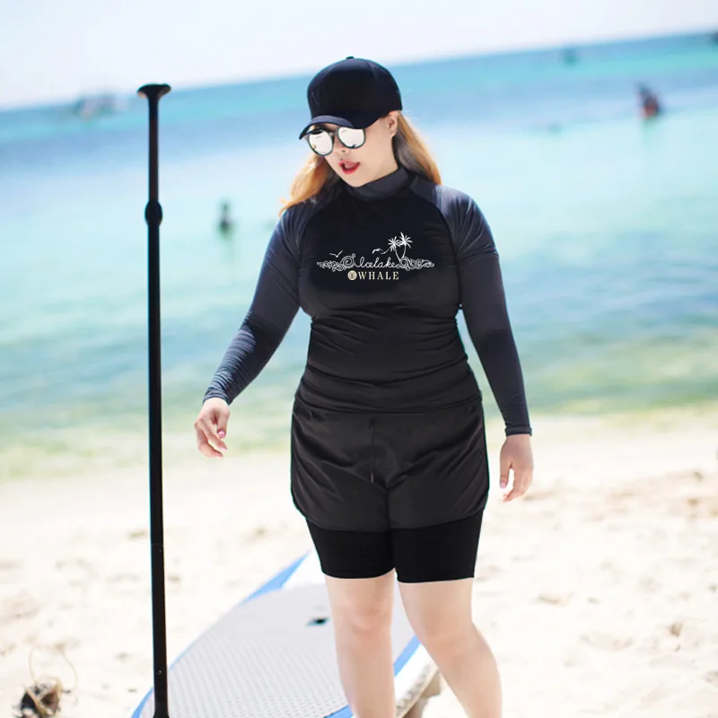 Размера плюс Женский комплект из 5 предметов с длинным рукавом защита от