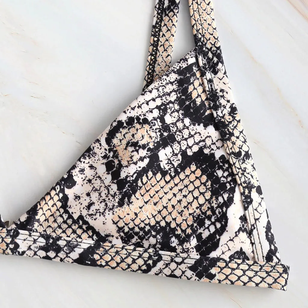 Женский купальник бикини со змеей Раздельный из змеиной кожи с высоким v-образным