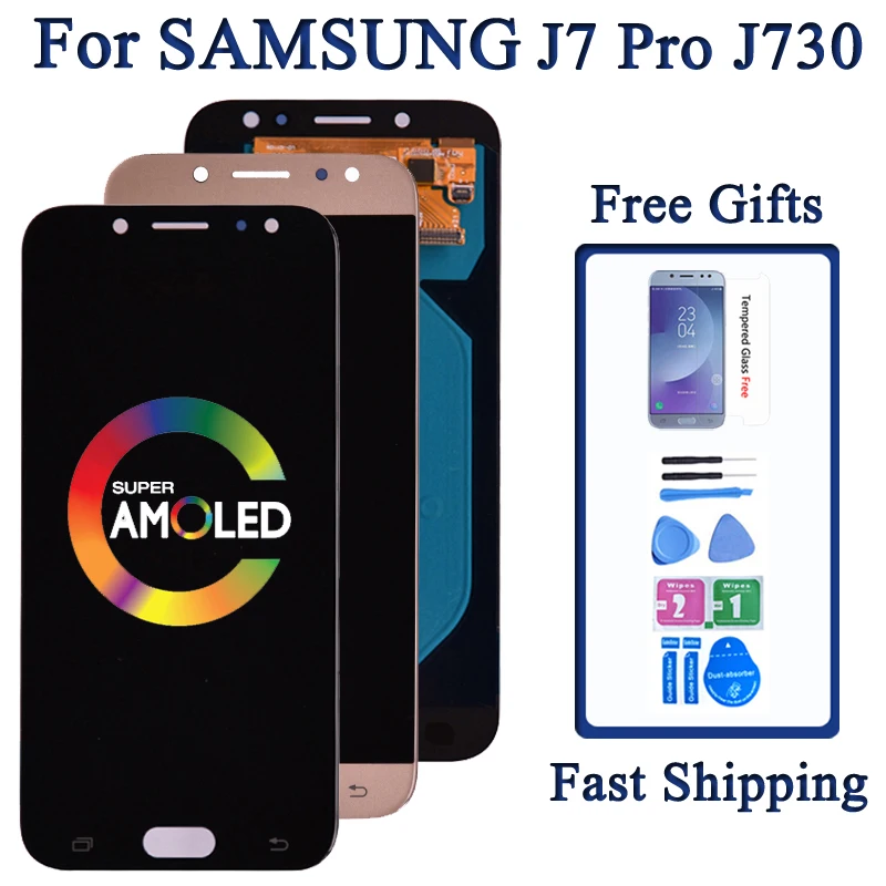 ЖК дисплей Super Amoled для Samsung Galaxy J7 Pro 2017 J730 J730F с сенсорным экраном и дигитайзером в