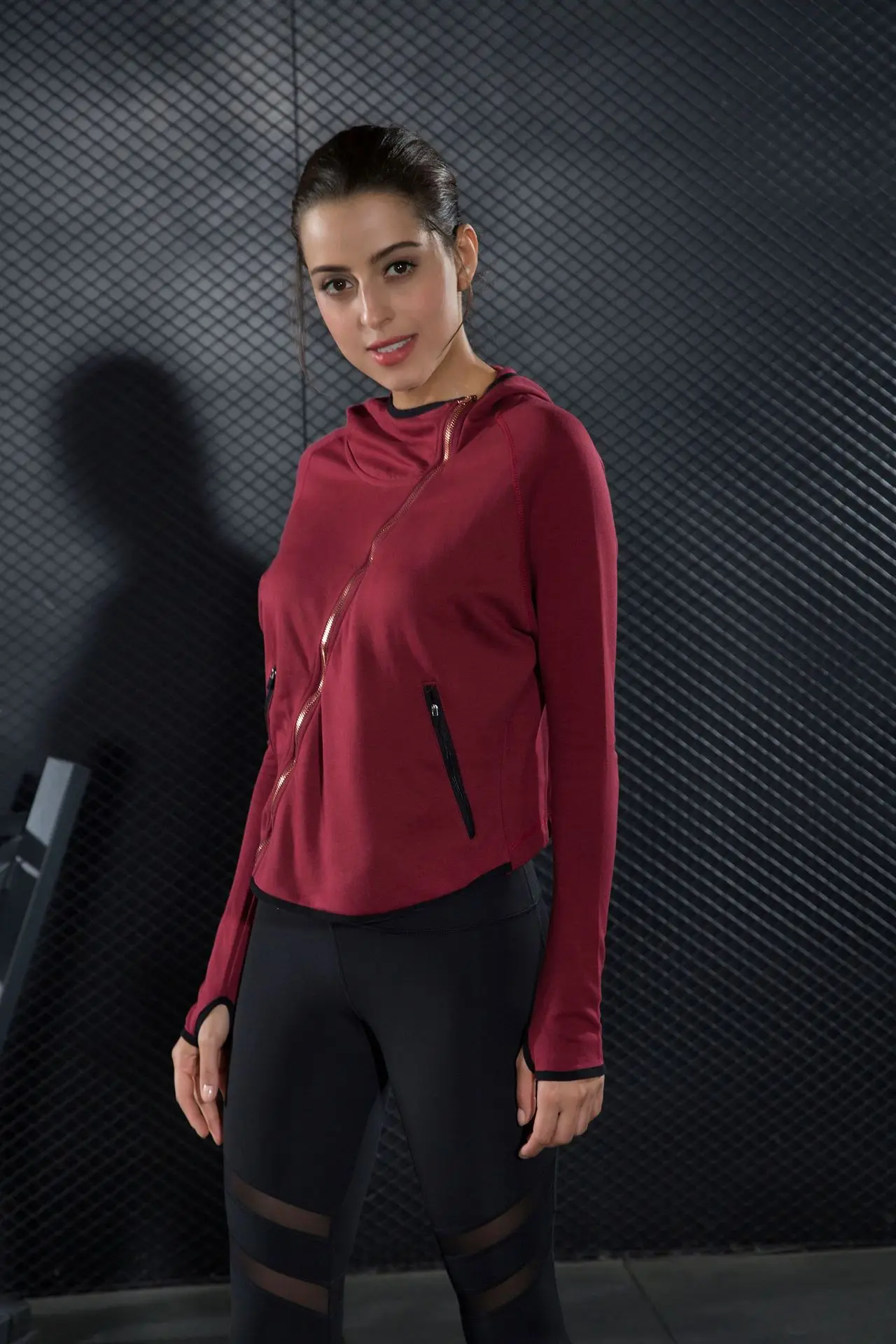 Высококачественная Женская куртка для бега фитнеса йоги тренировок на молнии