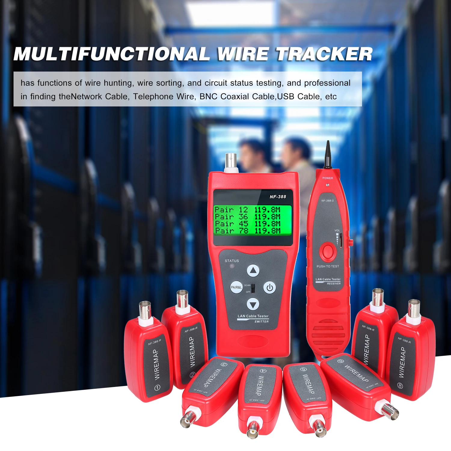 Многофункциональный тестер сетевого кабеля с ЖК-дисплеем измеритель длины