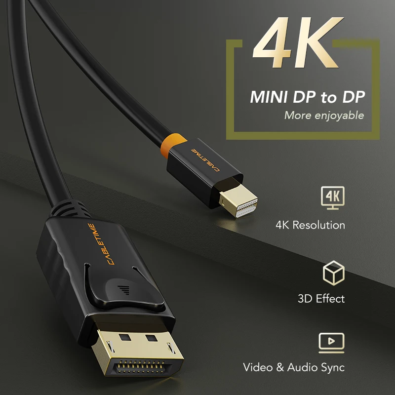 Кабель CABLETIME Mini Display Port to Cable 4K 60HZ Thunderbolt DP For Macbook C053|Кабели VGA| |
