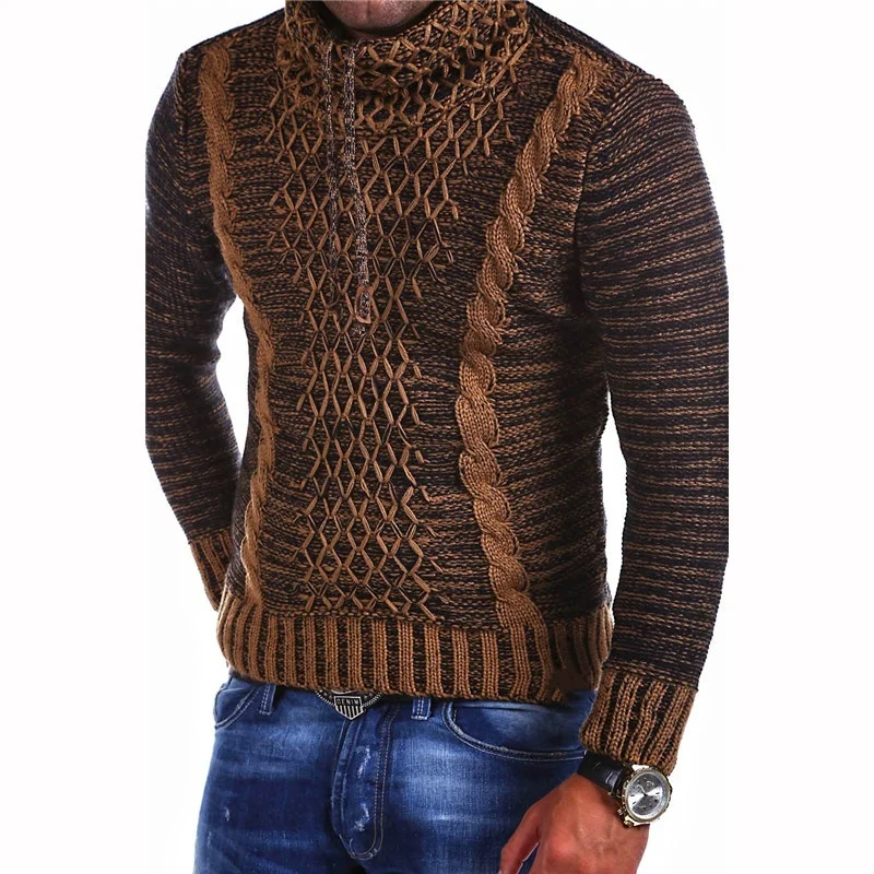 ZOGAA 2019 мужской вязаный свитер шарф воротник тонкий Хип Хоп Уличная одежда с