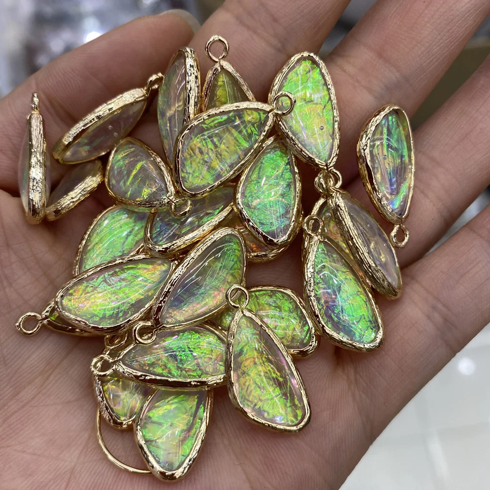 

5Pcs Water Drop Natural Stone Synthetic Opal Necklace Pendants Charm for Jewelry Making Supplies Women Men Jewelry Accessories