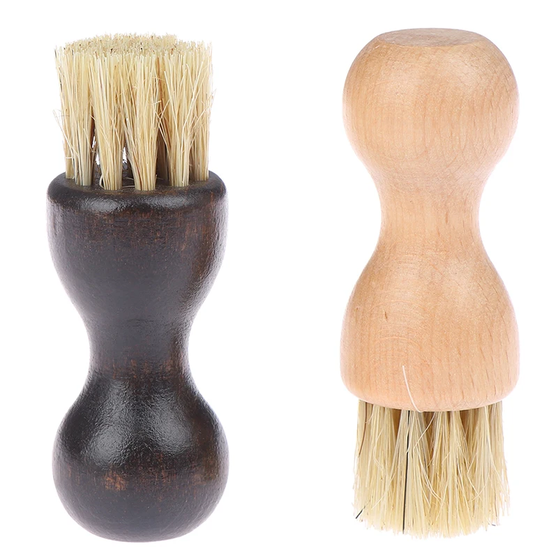 

1pcs Polish Bristle Hair Buffing Brush Wooden Handle Shoes Shine Brush Mini Gourd Shoes Oil Brush