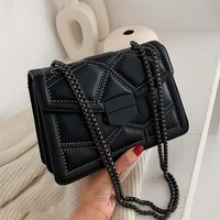 new rivet chain brand designer pu leather crossbody bags for women 2021 simple fashion shoulder bag lady luxury small handbags