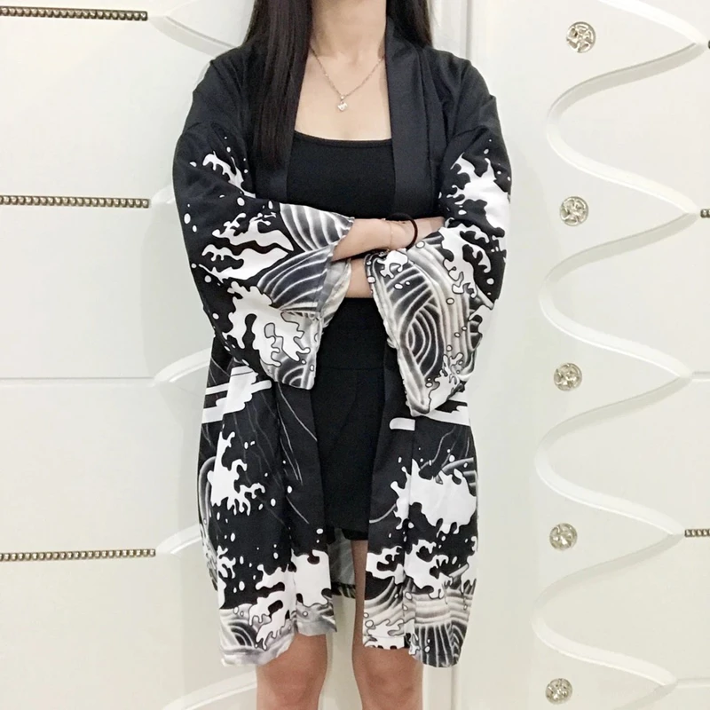 Халат японского укиё-э дракона кимоно самурая уличная одежда для мужчин и женщин