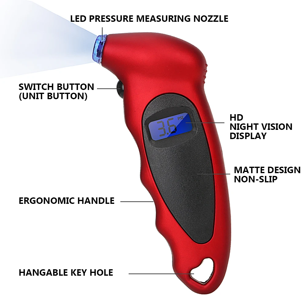 Цифровой манометр для шин с ЖК подсветкой автомобильный мотоциклетный воздушных
