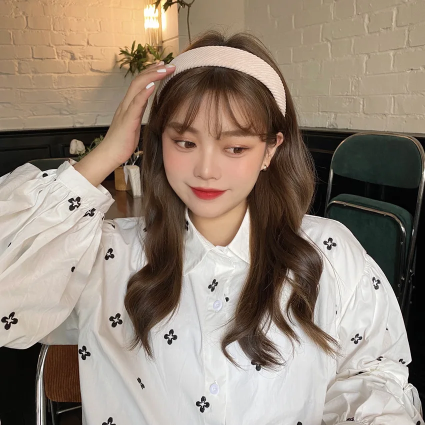 Повязка для волос женская широкий обруч из ткани с широкими полями милый в