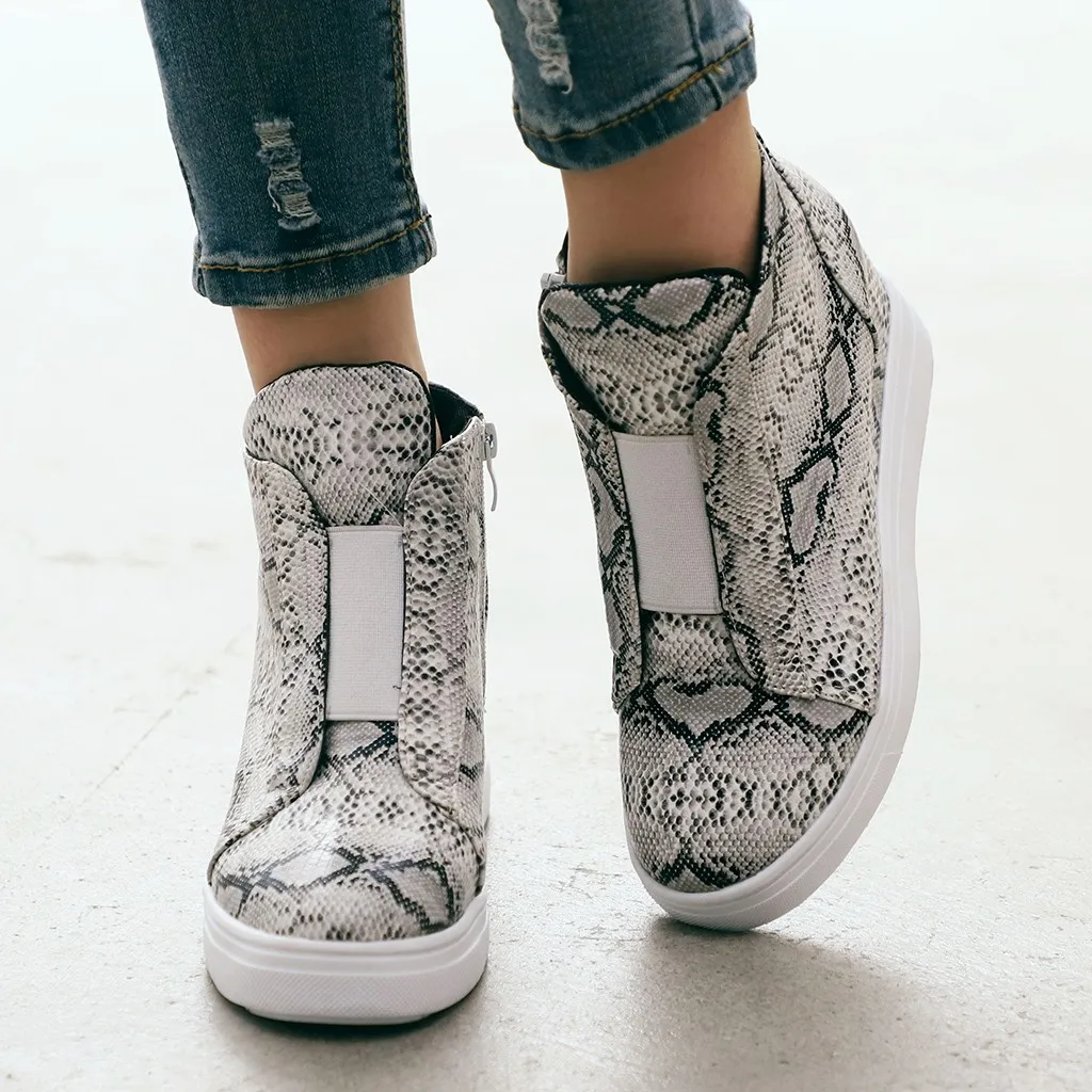 Женские Модные леопардовые ботильоны SAGACE на танкетке в стиле ретро с круглым