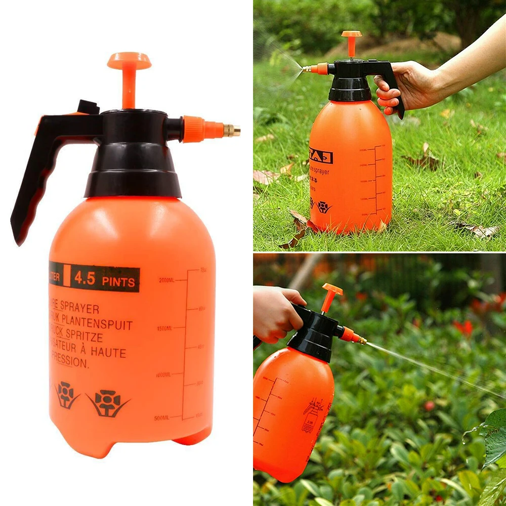 

2L/3L Orange Hand Pressure Trigger Sprayer Bottle Adjustable Copper Nozzle Head Manual Air Compression Pump Spray Bottle 1 Pcs