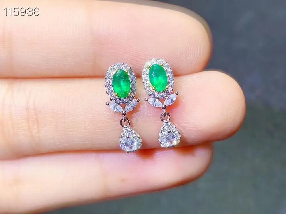 

fine natural emerald Earrings for Women Silver With 925 Sterling Sliver Platinum plating Heart Wedding&Birthday Jewelry