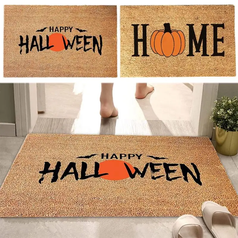 

Halloween Pumpkin Doormat Flannel Non-Slip Absorbent Carpets Entrance Mats Balcony Porch Area Rugs Living Room Home Decoration