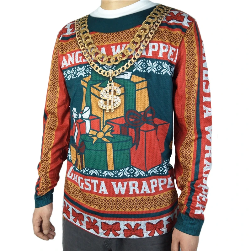 Футболка мужская с забавным 3D принтом рубашка гангста страшная Рождественская