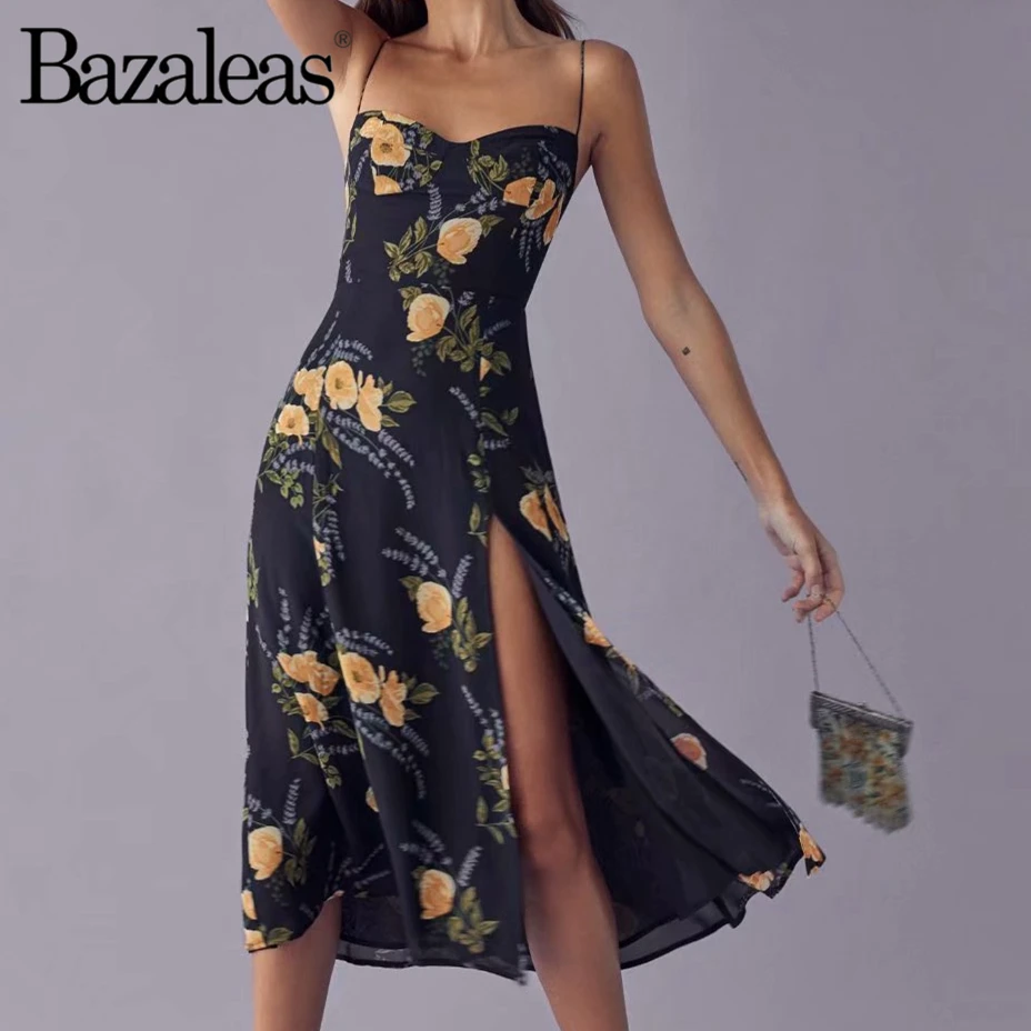 Женское винтажное платье миди на тонких бретельках желтое темно-синее с