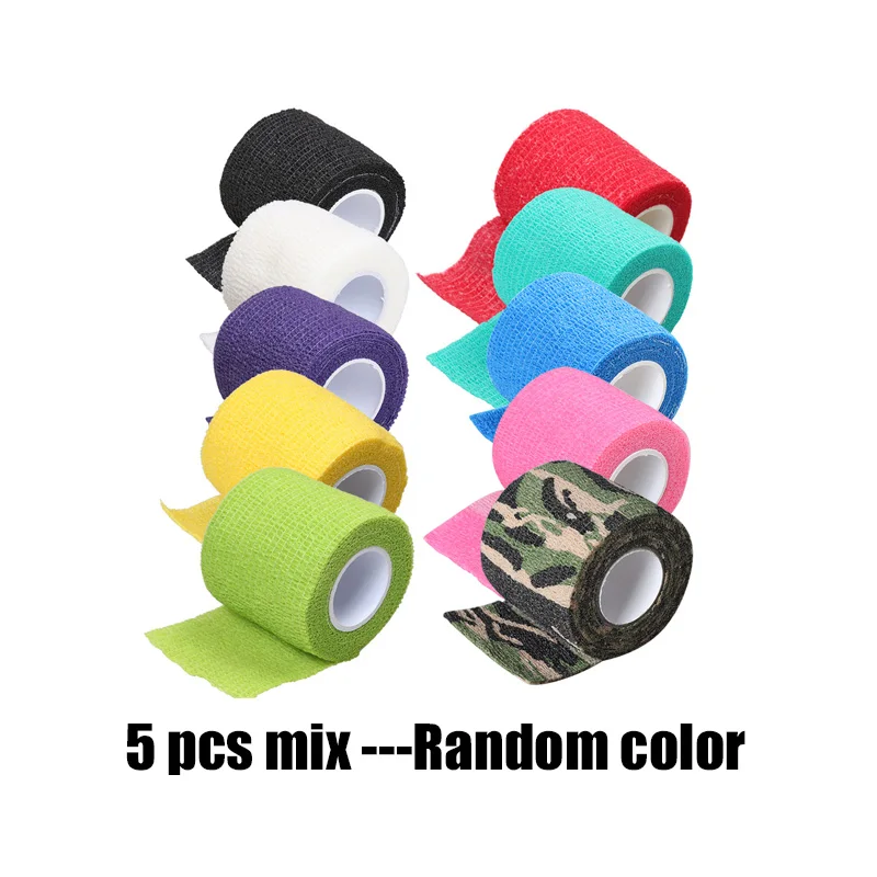 Mix Color 5pcs Аксессуары для тату, 5 шт., тату, эластичная клейкая повязка, 5 см, широкие локоть ленты, ногти, обертывание, защита пальцев - Цвет: Mix Color 5pcs