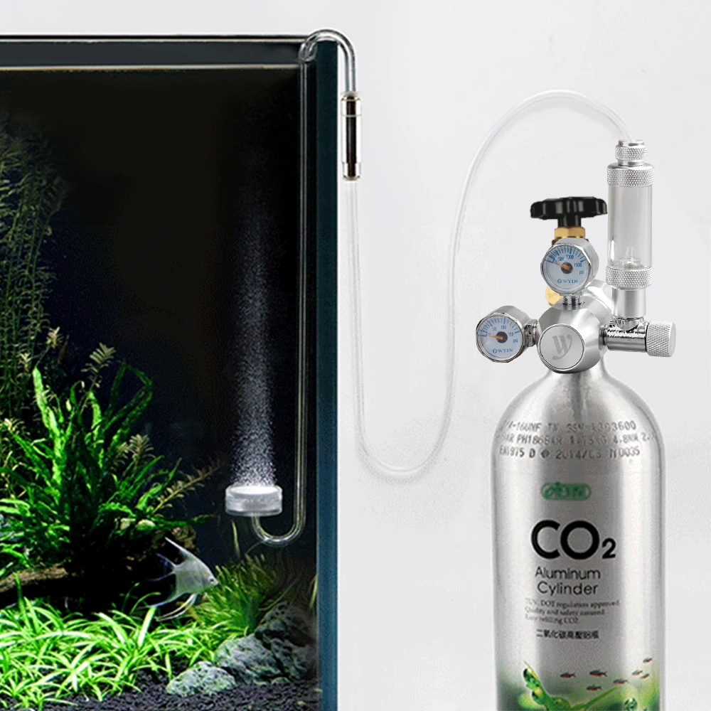 Аквариум мини CO2 регулятор с обратным клапаном счетчик пузырьков магнитный соленоид аквариумный клапан рыба CO2 Редуктор давления датчик