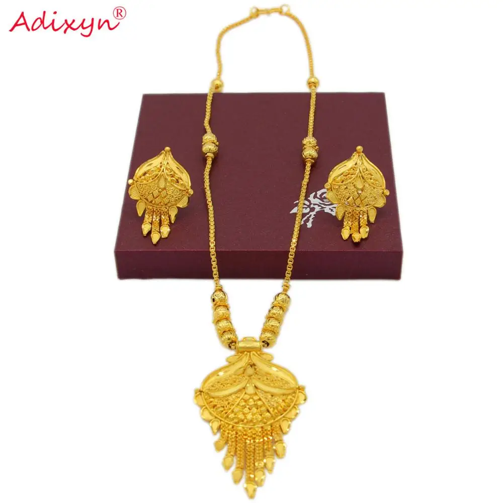 Adixyn чокер с цепочкой серьги набор украшений для женщин девочек Золотой Цвет Медь