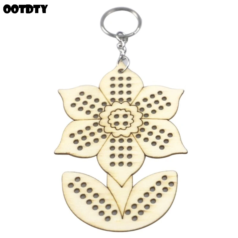 Деревянный брелок вышивка крестом Подсолнух с шерстяной нитью Сделай Сам Набор