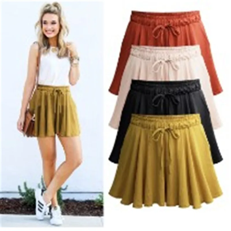 

Hxyz Summer Loose Casual Wide Leg Pants Female Plus Size M 5XL 6XL Shorts Skirts Elastic Waist High Waist Short Pants Or Women