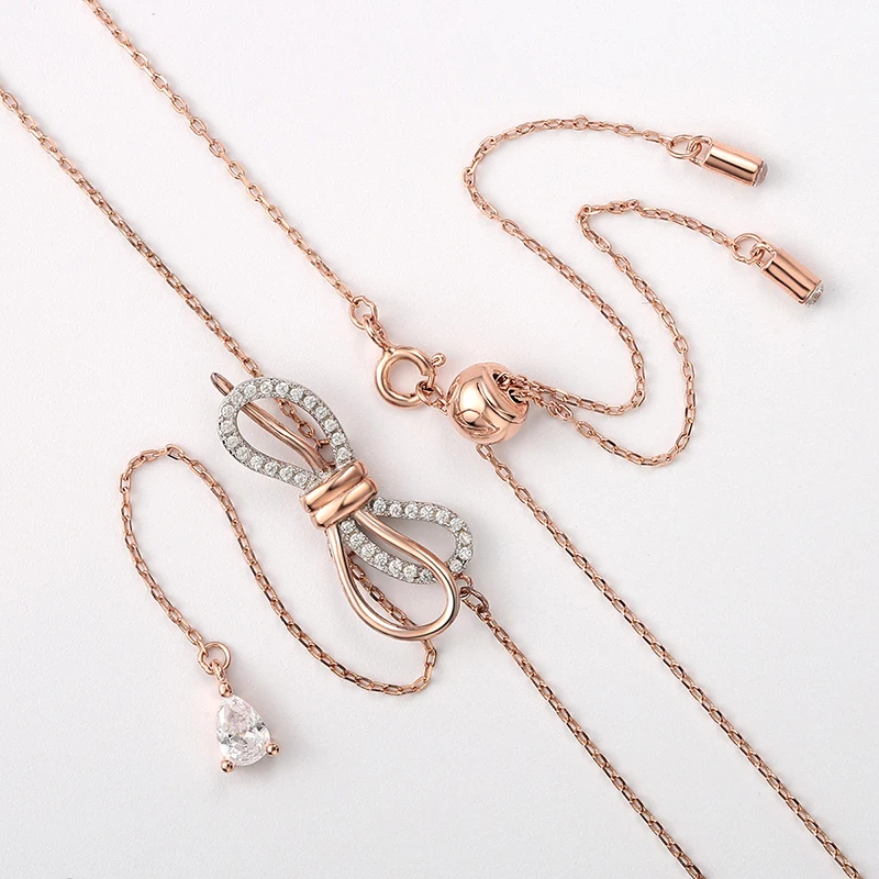 

Exquisite bow necklace tassel drop collarbone chain Korean fashion bow knot small fresh elegant lady jewelry3