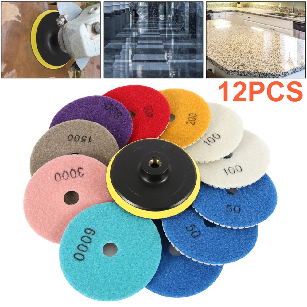 Набор алмазных полировальных дисков комплект из 12 шлифовальных для полировки